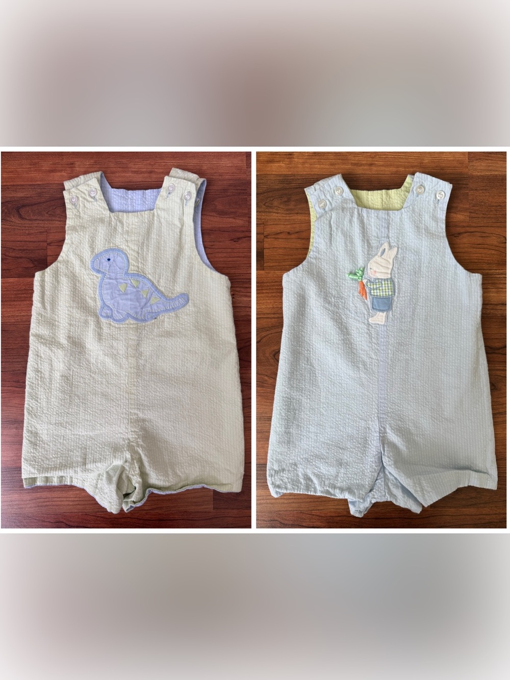 The Bailey Boys | Reversible Romper - Baby Dino and Easter Rabbit